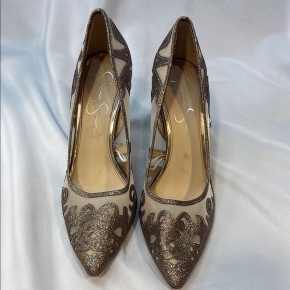 Jessica Simpson Women Liereena2 Bronze Glitter, Mesh, Pointed Stiletto, size 10M - Picture 4 of 13